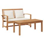 vidaXL Ensemble de canapé de jardin 2 Pièces Naturel Bois de teck solide