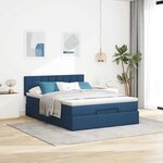 VidaXL Cadre de lit ottoman avec matelas bleu 140x200 cm tissu