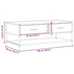 vidaXL Table basse noir 100x50x35 cm bois d'ingénierie et métal
