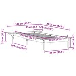 vidaXL Cadre de lit avec tables de chevet Brun cire 90 x 210 cm