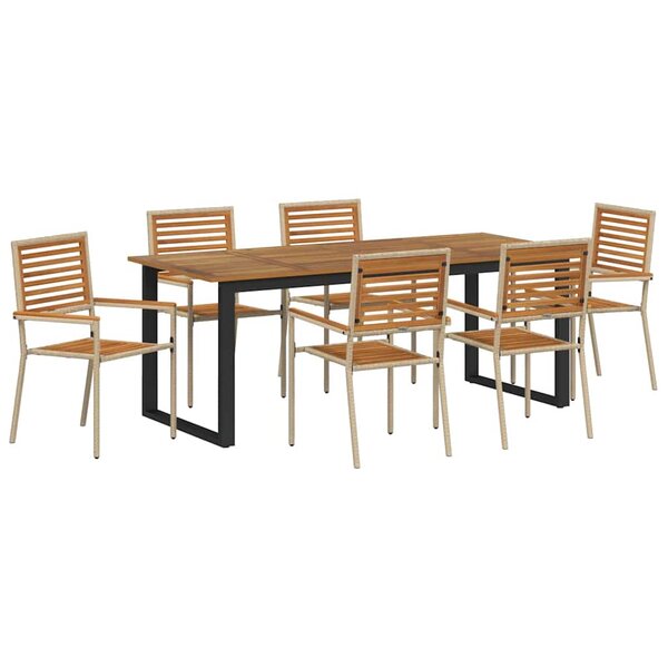 vidaXL Ensemble de salle à manger pour jardin 7 Pièces Beige