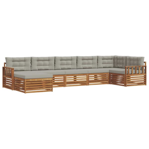 vidaXL Ensemble de canapés d'extérieur 7 pc Gris Naturel et Clair