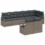 vidaXL Ensemble de canapé de jardin avec coussin 8 Pièces Gris