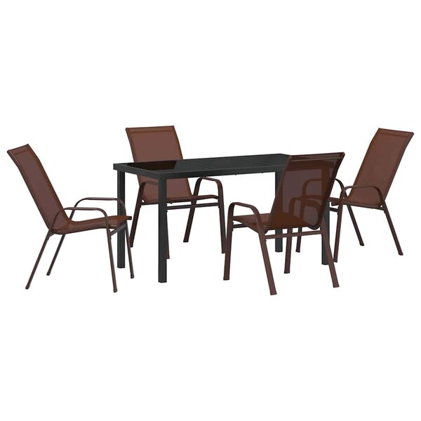 vidaXL Ensemble de salle à manger pour jardin 5 Pièces Marron et Noir