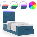 vidaXL Cadre de lit ottoman avec matelas bleu foncé 100x200 cm velours