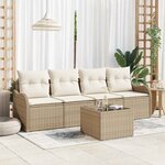 vidaXL Ensemble de canapé de jardin 5 Pièces Beige  Crème 55 x 55 x 37 cm