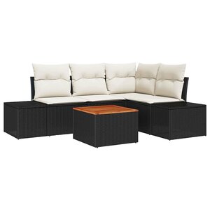 vidaXL Ensemble de canapé de jardin 5 Pièces Noir  blanc
