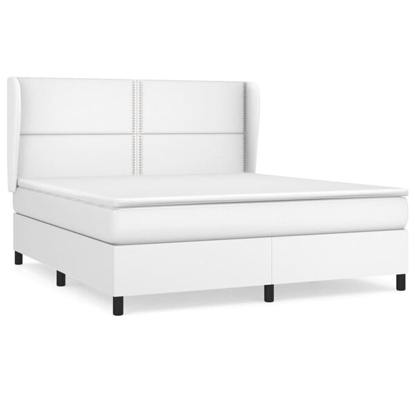 vidaXL Sommier à lattes de lit avec matelas Blanc 180x200cm Similicuir