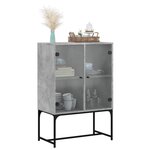 vidaXL Armoire latérale avec portes en verre gris béton 69x37x100 cm