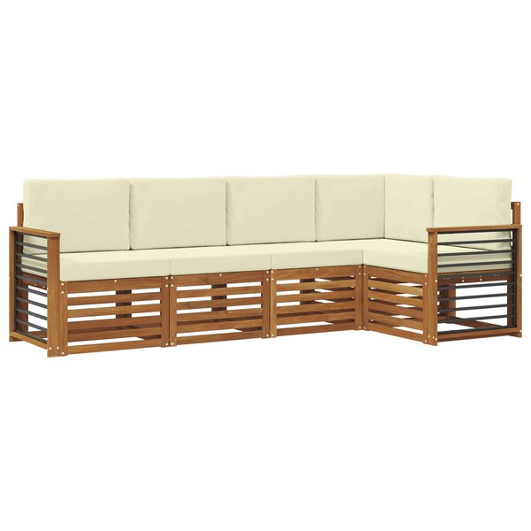 vidaXL Ensemble de canapé d'angle avec coussin 5 Pièces Naturel et Crème