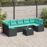 vidaXL Ensemble de Canapés 8 Pièces Noir et turquoise polyrotin