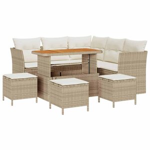 vidaXL Ensemble de canapé de jardin 9 Pièces Beige polyrotin
