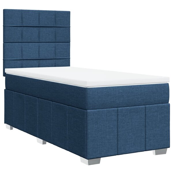 vidaXL Sommier à lattes de lit avec matelas Bleu 90x200 cm Tissu