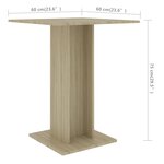 vidaXL Table de bistro Chêne sonoma 60x60x75 cm Bois d'ingénierie