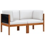vidaXL Canapés d'angle de jardin 2 pièces avec coussins Bois d'acacia et corde