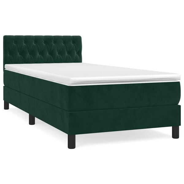vidaXL Sommier à lattes de lit avec matelas Vert foncé 90x200 cm