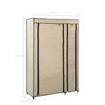 vidaXL Garde-robe pliable Crème 110x45x175 cm Tissu