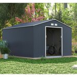 Abri de jardin en acier 12,99 m² - Kit d'ancrage inclus - Gris anthracite