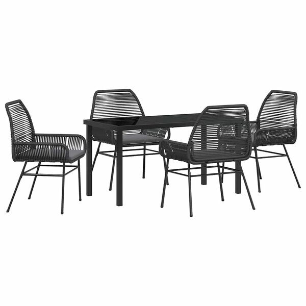 vidaXL Ensemble de salle à manger pour jardin 5 Pièces Noir polyrotin
