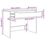vidaXL Bureau Gris Sonoma 100 x 50 x 78 cm Bois d'ingénierie