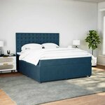 vidaXL Sommier à lattes de lit et matelas Bleu foncé 180x200cm Velours