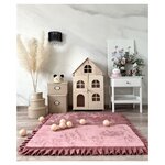 Tapis de jeu pliable en velours carré 105x105 rose