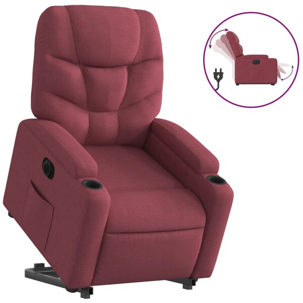 vidaXL Fauteuil inclinable électrique rouge bordeaux tissu