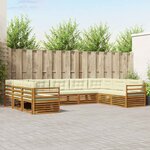 vidaXL Ensemble de canapés d'extérieur 9 Pièces Naturel et Crème