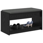 vidaXL Banc d'entrée avec coussin Chêne Noir 83 x 38 x 45 cm