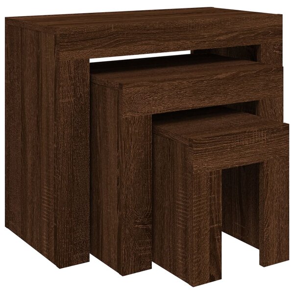 vidaXL Tables basses gigognes 3 Pièces chêne marron bois d'ingénierie
