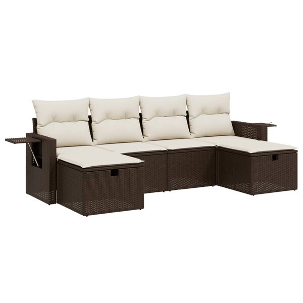 vidaXL Salon de jardin avec coussins 6 Pièces marron résine tressée