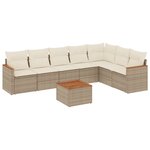 vidaXL Salon de jardin avec coussins 8 Pièces beige résine tressée