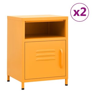 vidaXL Tables de chevet 2 Pièces Jaune moutarde 35x35x51 cm Acier