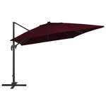 vidaXL Parasol de jardin en porte-à-faux lumières LED rouge bordeaux