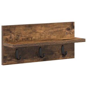 vidaXL Porte-manteau mural avec étagère Chêne fumé 40 x 10.5 x 18 cm