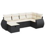 vidaXL Salon de jardin 6 Pièces avec coussins noir résine tressée