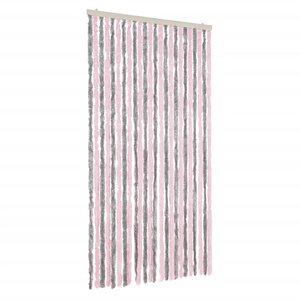 vidaXL Rideau anti-mouches gris argenté et rose 100x200 cm chenille