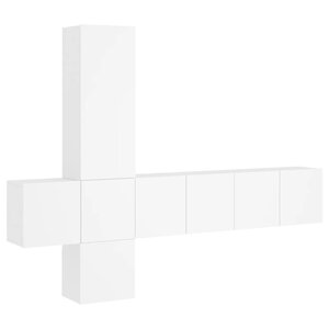 vidaXL Unités murales TV 5 Pièces blanc bois d'ingénierie