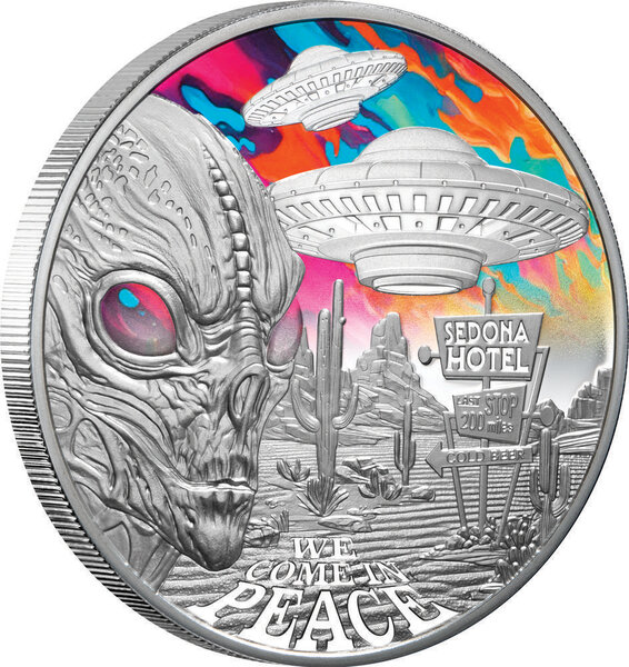 Pièce de monnaie en Argent 1 Dollar g 31.1 (1 oz) Millésime 2024 ALIEN ENCOUNTERS