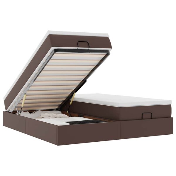 VidaXL Cadre de lit ottoman avec matelas marron 200x200 cm similicuir