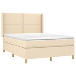 vidaXL Sommier à lattes de lit matelas et LED Crème 140x190 cm Tissu