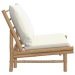 vidaXL Chaises de jardin 2 Pièces avec coussins blanc crème bambou