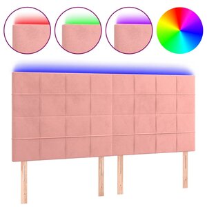 vidaXL Tête de lit à LED Rose 180x5x118/128 cm Velours