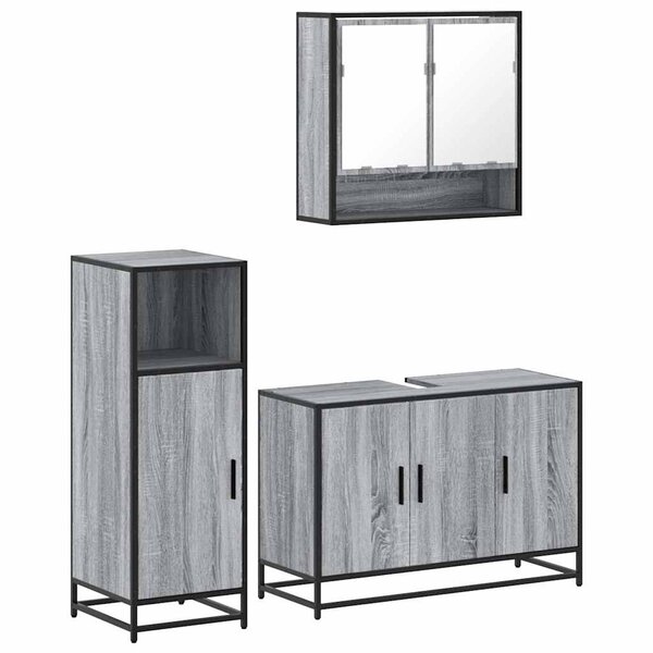 vidaXL Ensemble de meubles de salle de bain 3 Pièces Sonoma gris