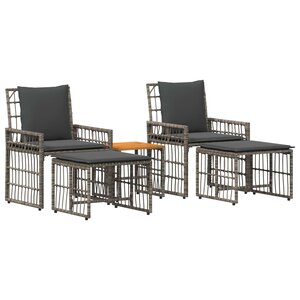 vidaXL Ensemble de meubles d'extérieur 5 pc Noir et Gris foncé