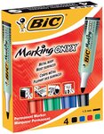 Etui de 4 Marqueurs Permanent MARKING ONYX 1482 Pte Ogive Trait 1,5 mm N/B/R/V BIC