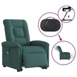 vidaXL Fauteuil inclinable de massage électrique Vert foncé Tissu