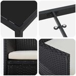 vidaXL Ensemble de salle à manger pour jardin 3 Pièces Noir polyrotin