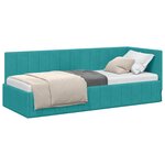 vidaXL Cadre de lit d'angle Turquoise 80 x 200 cm Velours