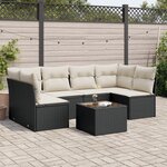 vidaXL Salon de jardin 7 Pièces avec coussins noir résine tressée